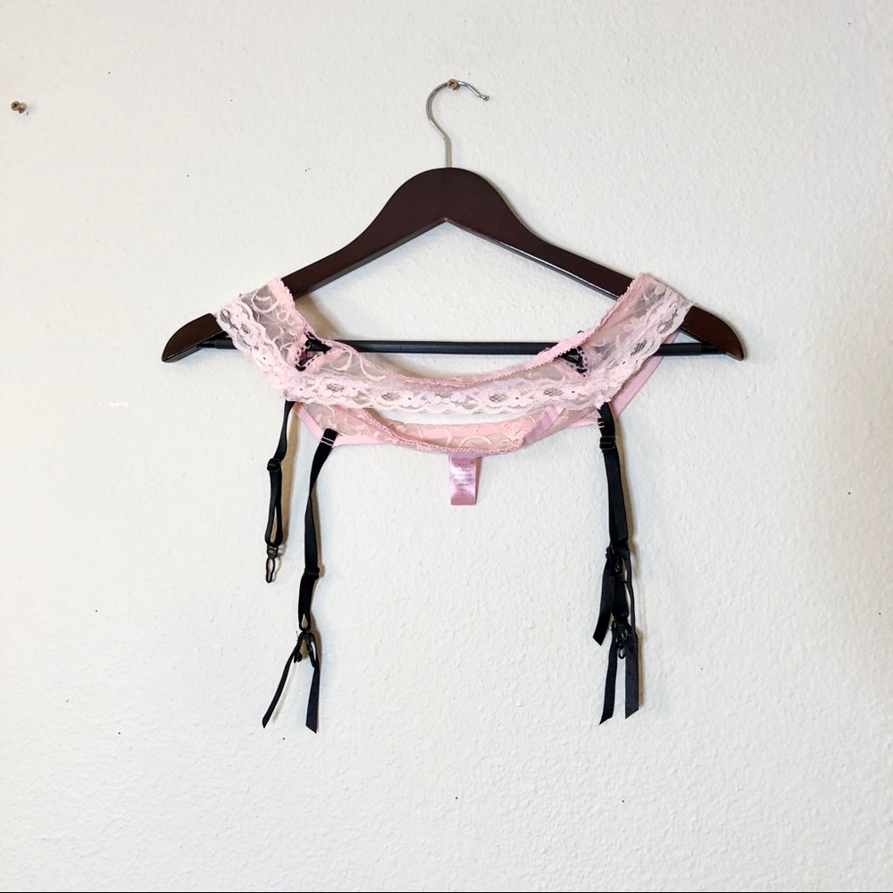 💖 Pink Corset Detail Lace Garter Belt Large 💖